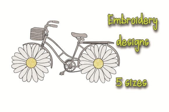 Bike Embroidery Design Chamomile Flower