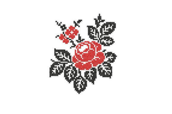 Cross Stitch Rose Embroidery Pattern