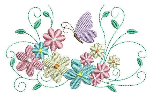 Spring Flowers and Butterfly