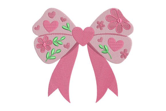 Valentine Heart Bow Embroidery Design
